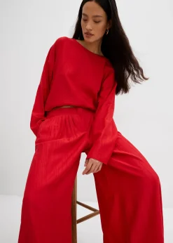 Pantalon palazzo en crépon de viscose mélangée