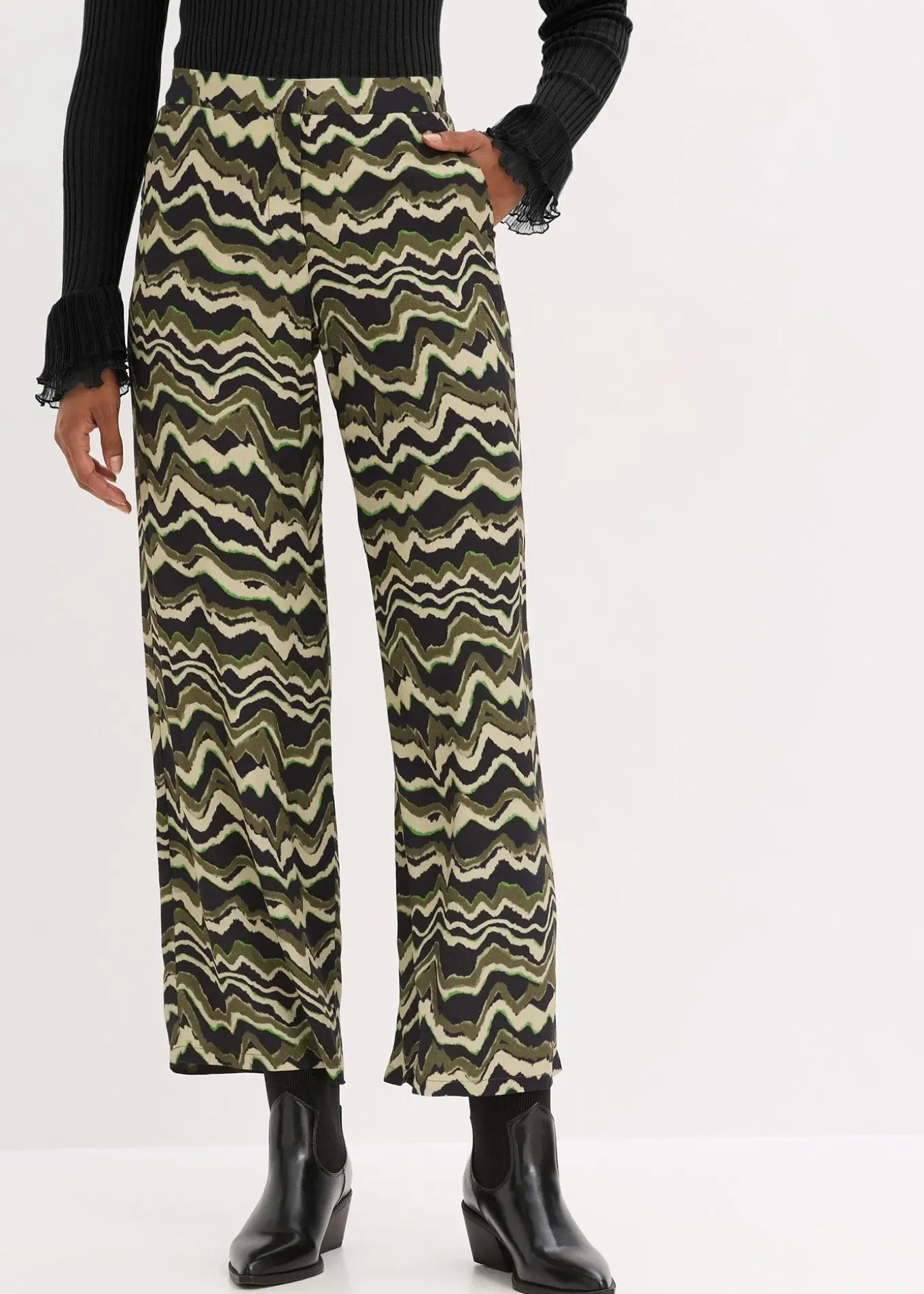 Pantalon palazzo en léger crêpe de viscose