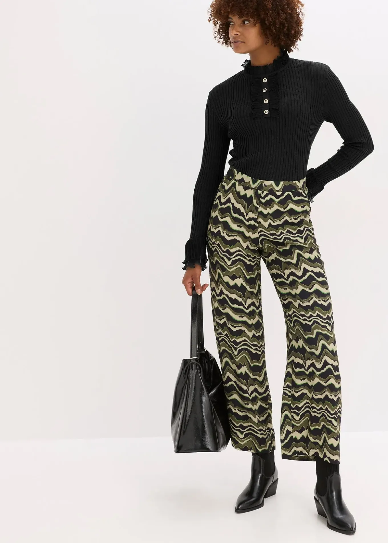 Pantalon palazzo en léger crêpe de viscose