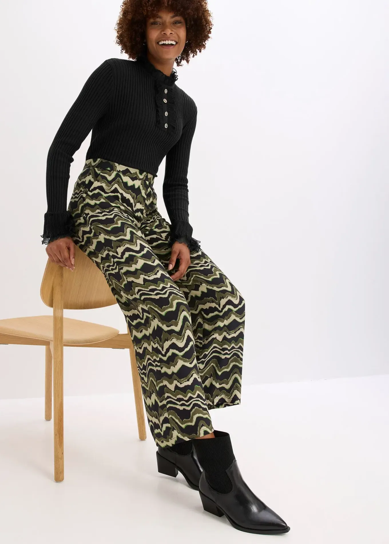 Pantalon palazzo en léger crêpe de viscose