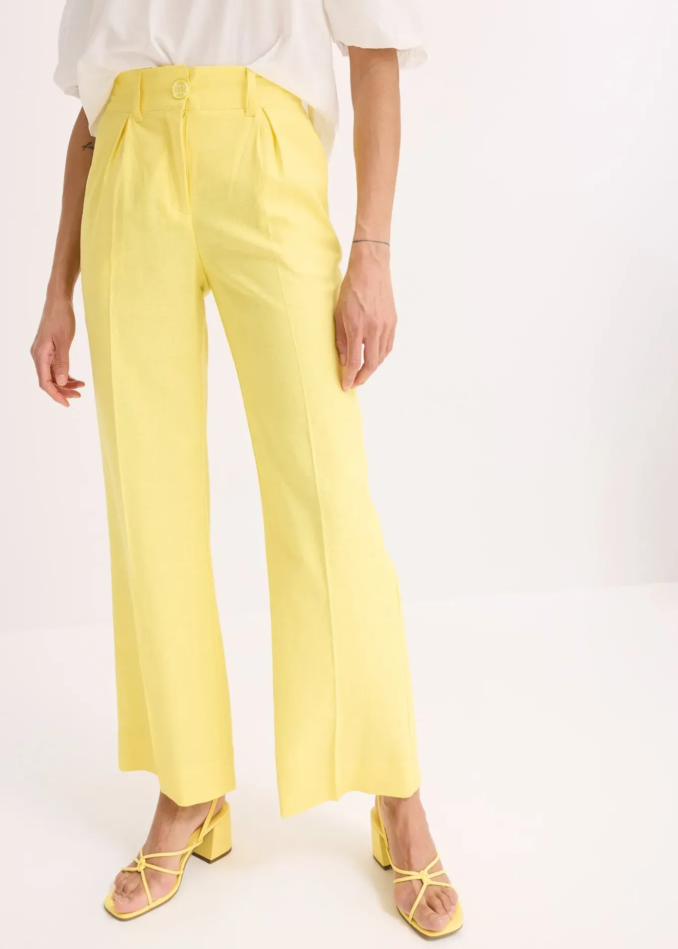 Pantalon palazzo en lin mélangé aérien