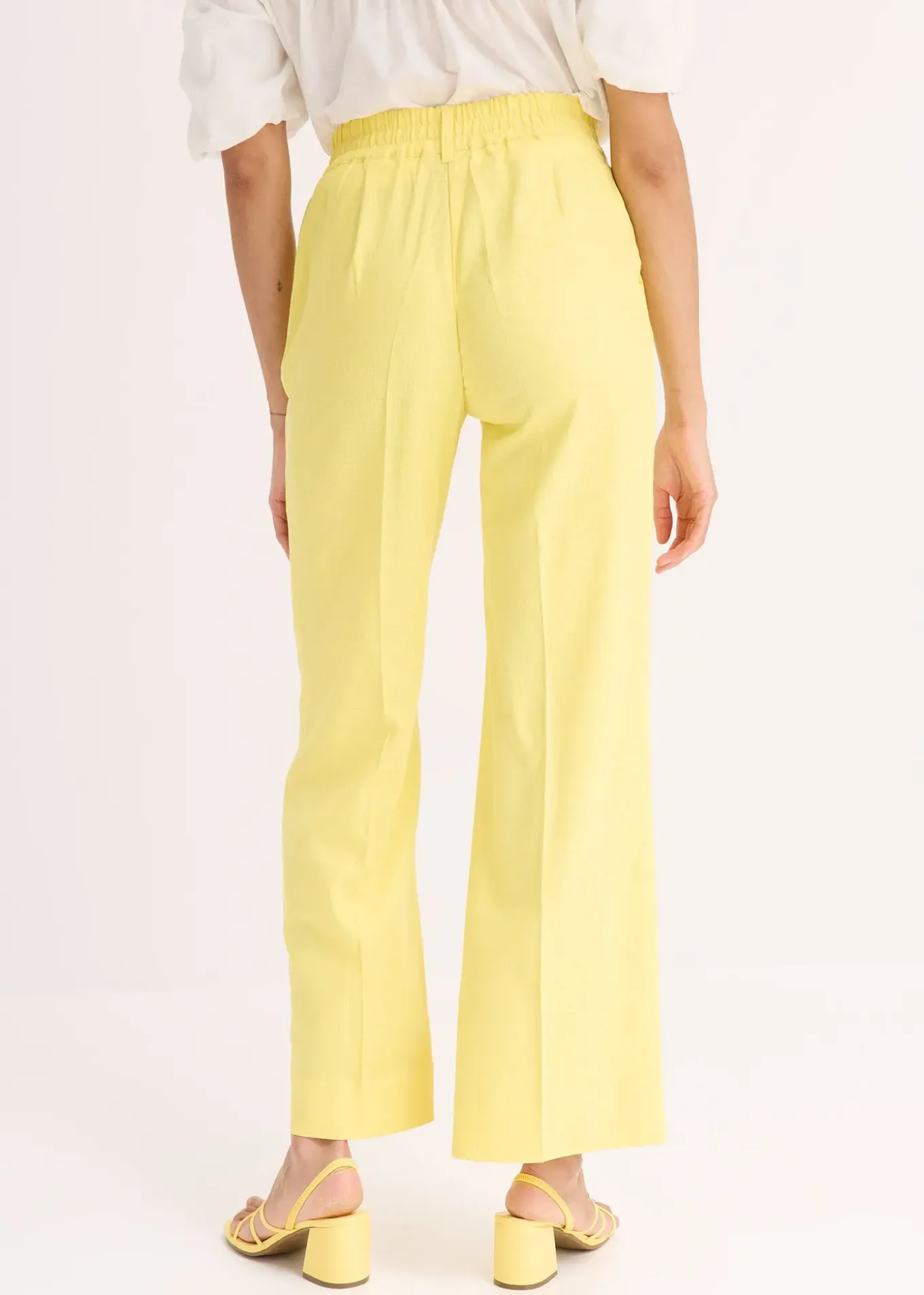 Pantalon palazzo en lin mélangé aérien