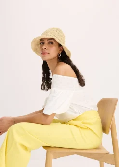 Pantalon palazzo en lin mélangé aérien