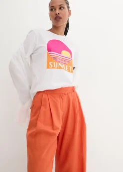 Pantalon palazzo en lin mélangé, coupe très large