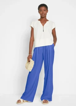 Pantalon palazzo en lin mélangé, coupe très large