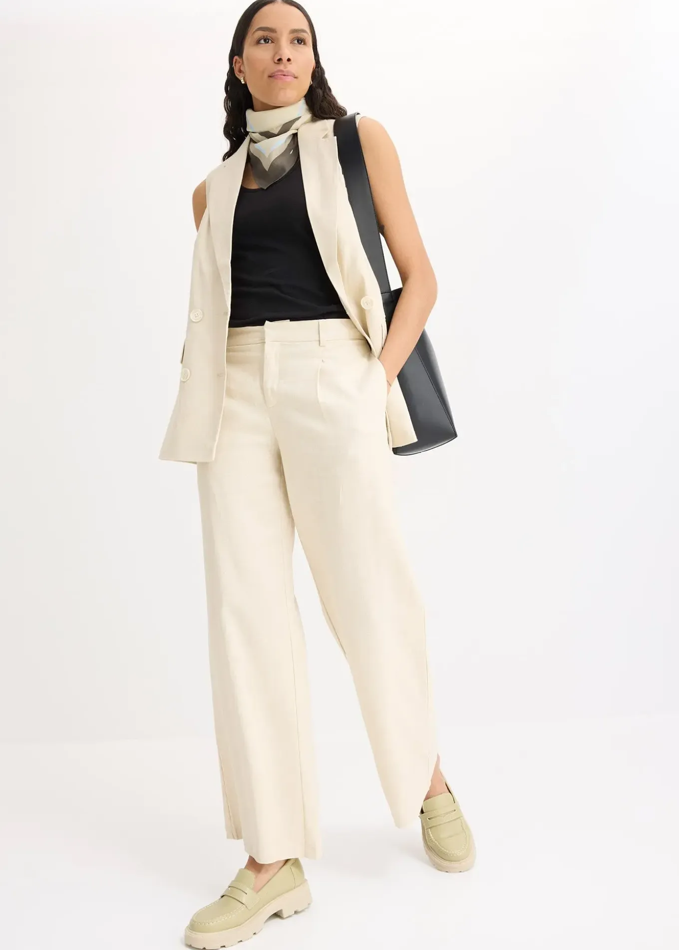 Pantalon palazzo en lin mélangé