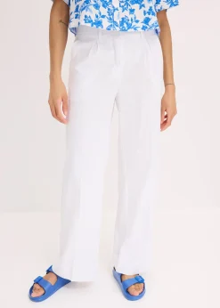 Pantalon palazzo en lin mélangé aérien