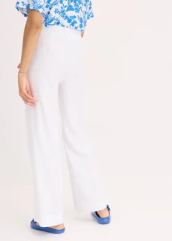 Pantalon palazzo en lin mélangé aérien