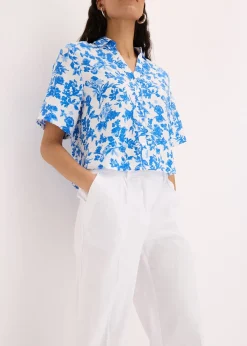 Pantalon palazzo en lin mélangé aérien