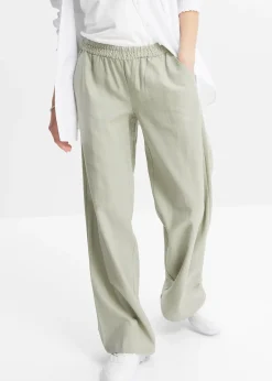 Pantalon palazzo en lin mélangé