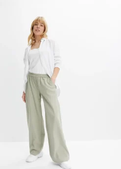 Pantalon palazzo en lin mélangé