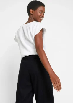 Pantalon palazzo en lin mélangé, coupe très large