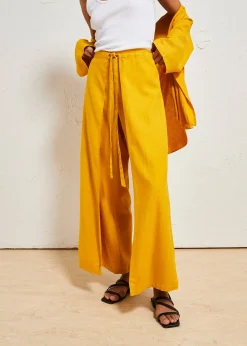Pantalon palazzo en lin mélangé