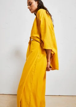 Pantalon palazzo en lin mélangé