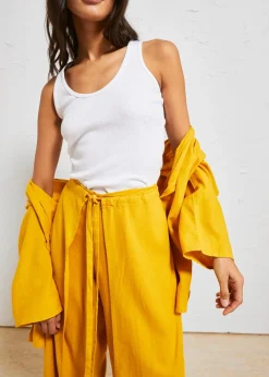 Pantalon palazzo en lin mélangé