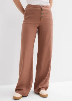 Pantalon palazzo en lin mélangé