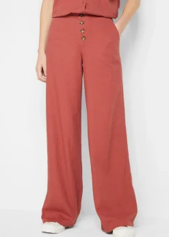 Pantalon palazzo en lin mélangé