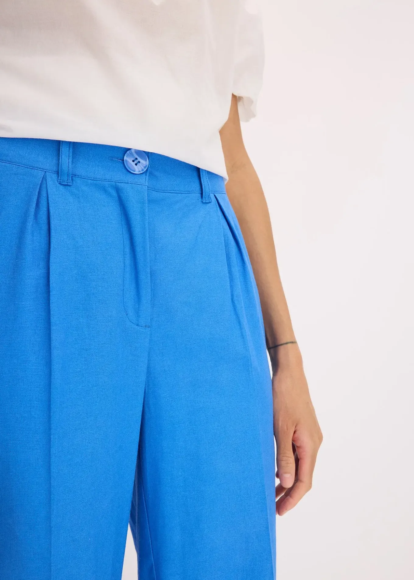 Pantalon palazzo en lin mélangé aérien