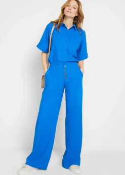 Pantalon palazzo en lin mélangé