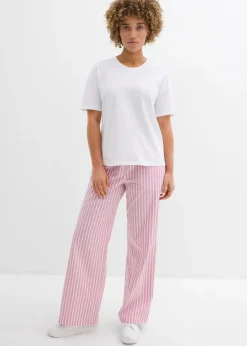 Pantalon palazzo en popeline de coton