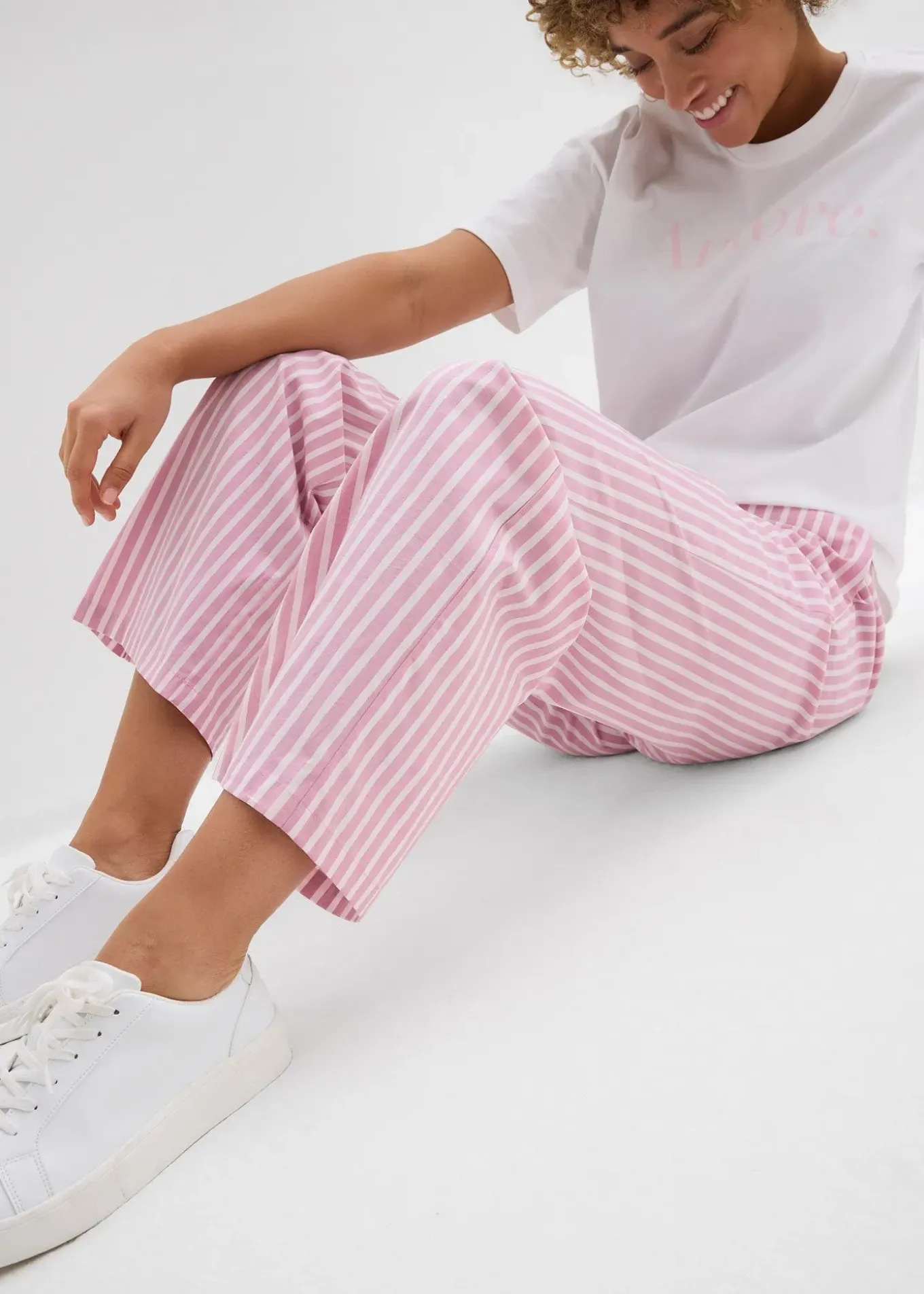 Pantalon palazzo en popeline de coton