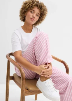 Pantalon palazzo en popeline de coton