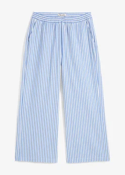 Pantalon palazzo en seersucker, longueur 7/8