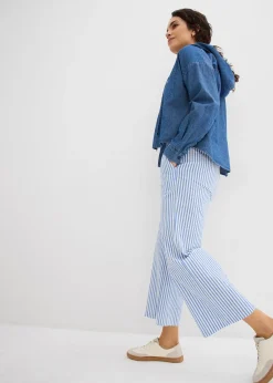 Pantalon palazzo en seersucker, longueur 7/8