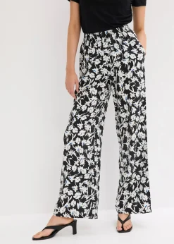 Pantalon palazzo en tissu texturé