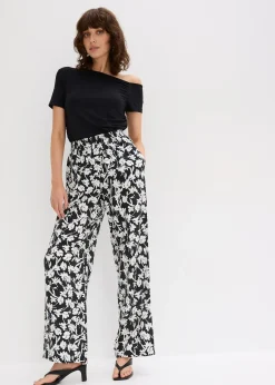 Pantalon palazzo en tissu texturé