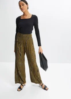 Pantalon palazzo en viscose fluide