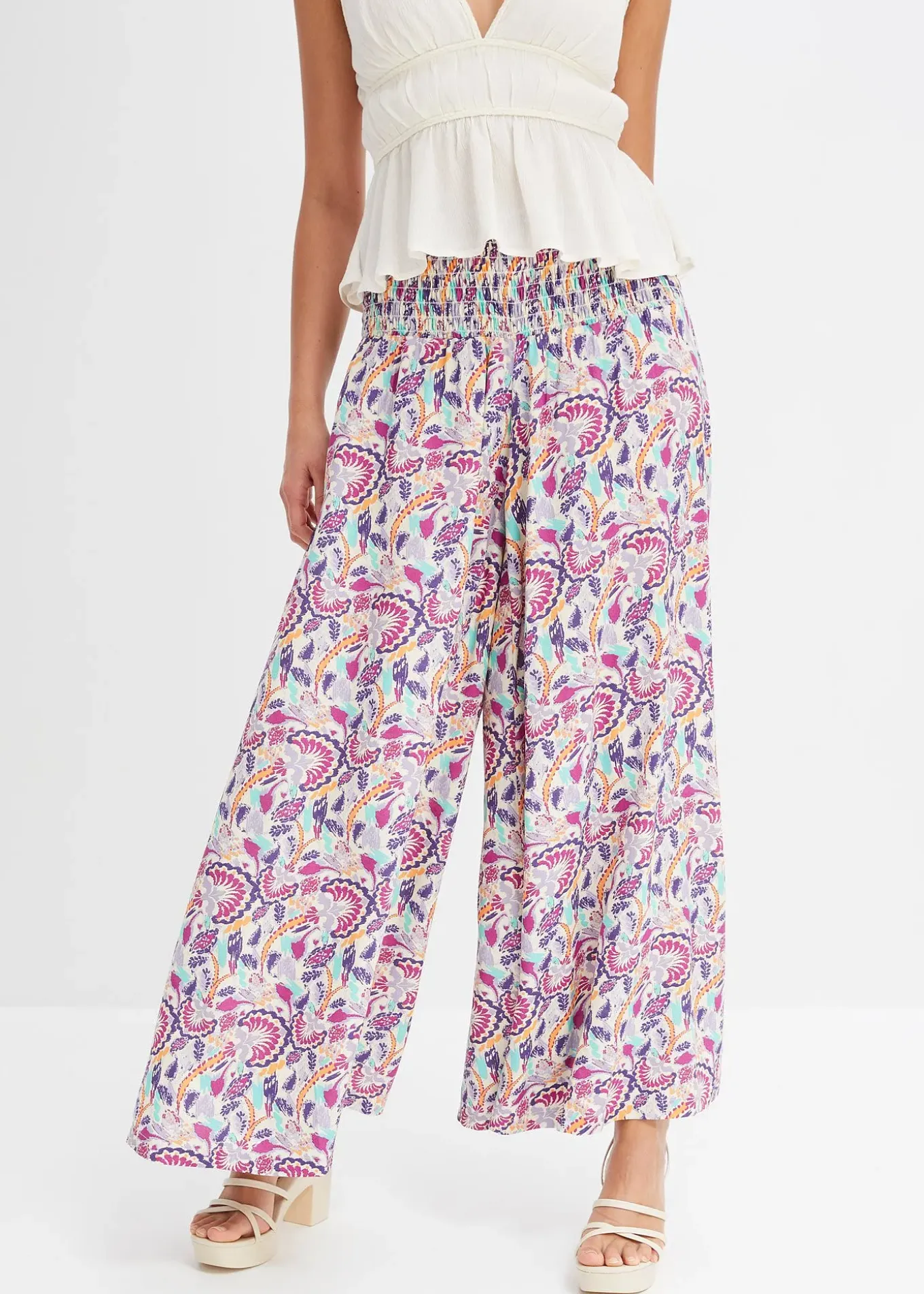 Pantalon palazzo en viscose fluide