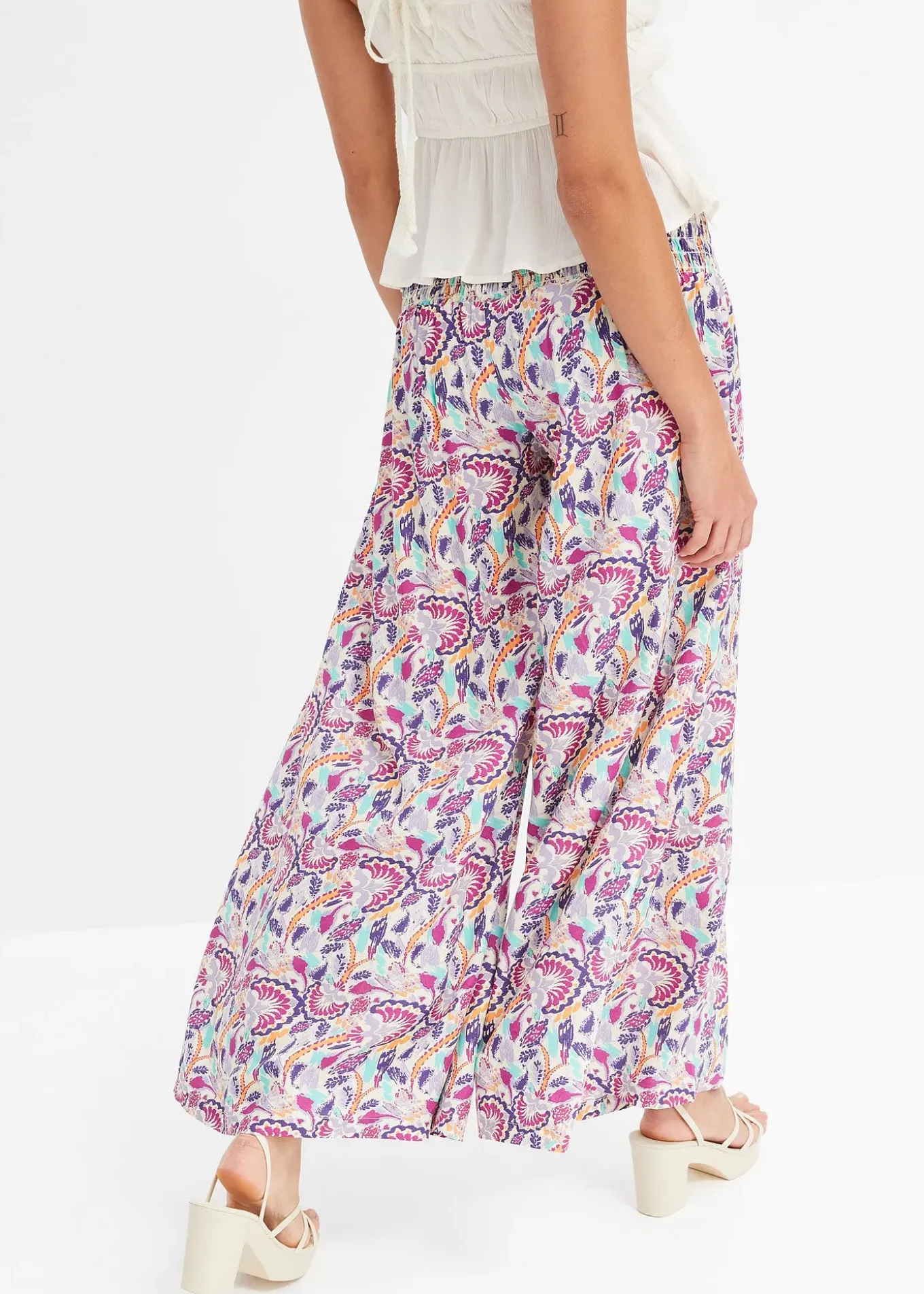 Pantalon palazzo en viscose fluide