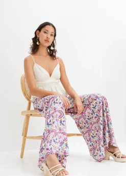 Pantalon palazzo en viscose fluide