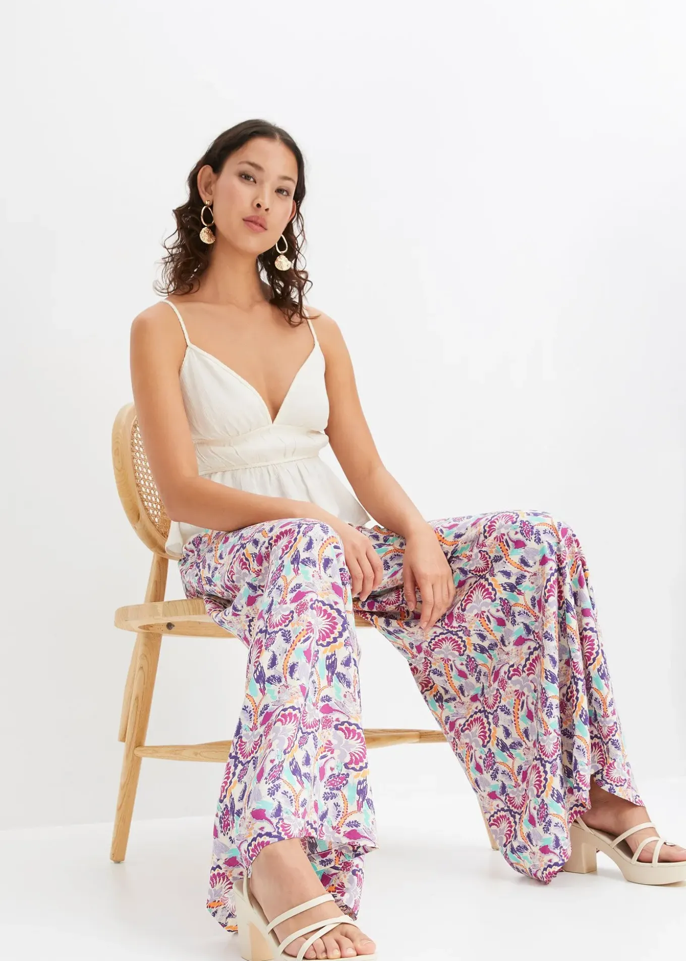 Pantalon palazzo en viscose fluide