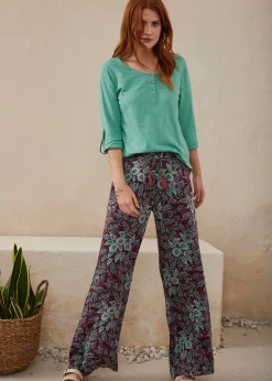 Pantalon palazzo en viscose fluide