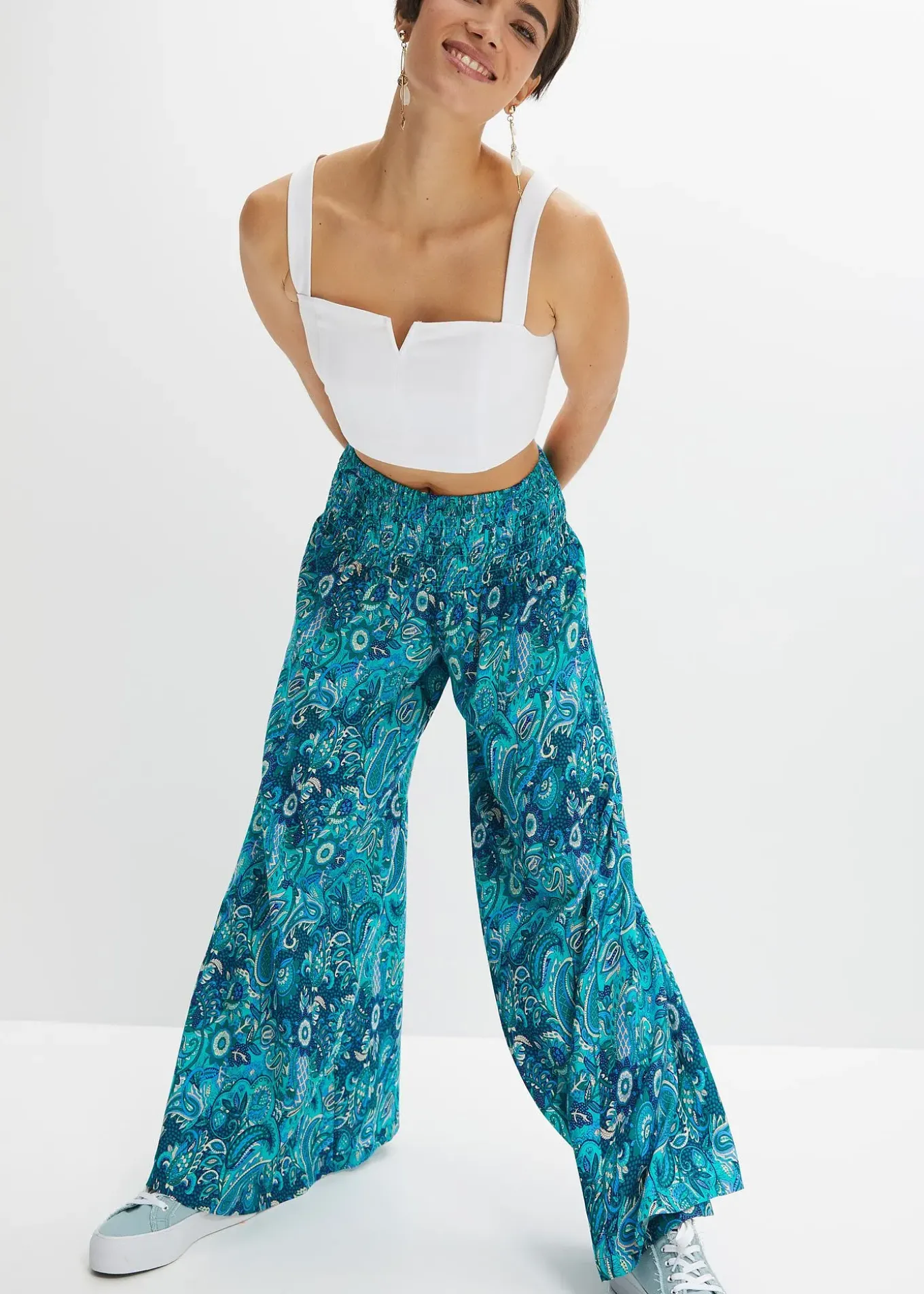 Pantalon palazzo en viscose fluide