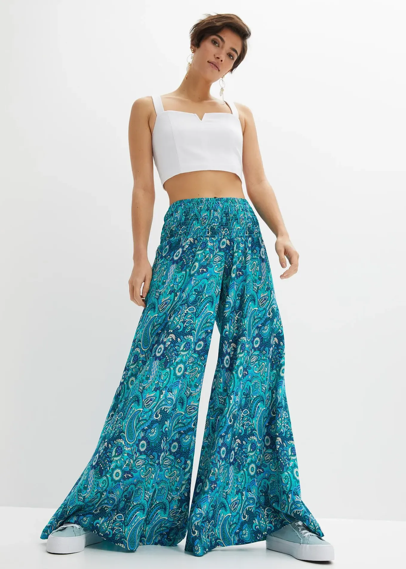 Pantalon palazzo en viscose fluide