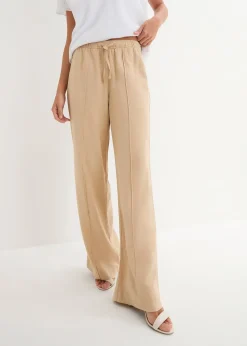 Pantalon palazzo léger en lin et viscose