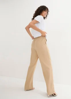 Pantalon palazzo léger en lin et viscose