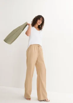 Pantalon palazzo léger en lin et viscose