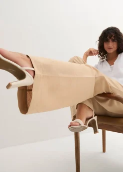 Pantalon palazzo léger en lin et viscose