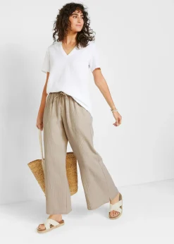 Pantalon palazzo léger en gaze de coton