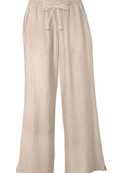 Pantalon palazzo léger en gaze de coton