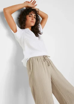 Pantalon palazzo léger en gaze de coton