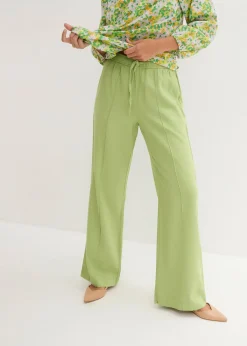 Pantalon palazzo léger en lin et viscose