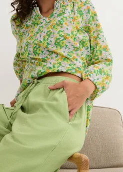 Pantalon palazzo léger en lin et viscose