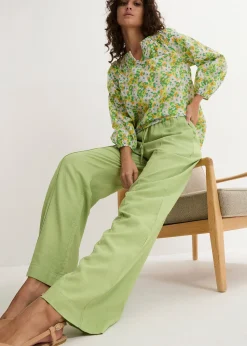 Pantalon palazzo léger en lin et viscose