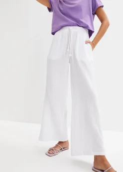 Pantalon palazzo léger en gaze de coton