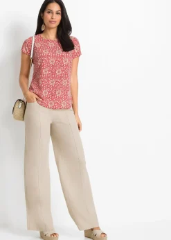 Pantalon palazzo léger en lin mélangé